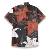 Red & White Island Style-Tropical Lily Bloom Hawaiian Shirt
